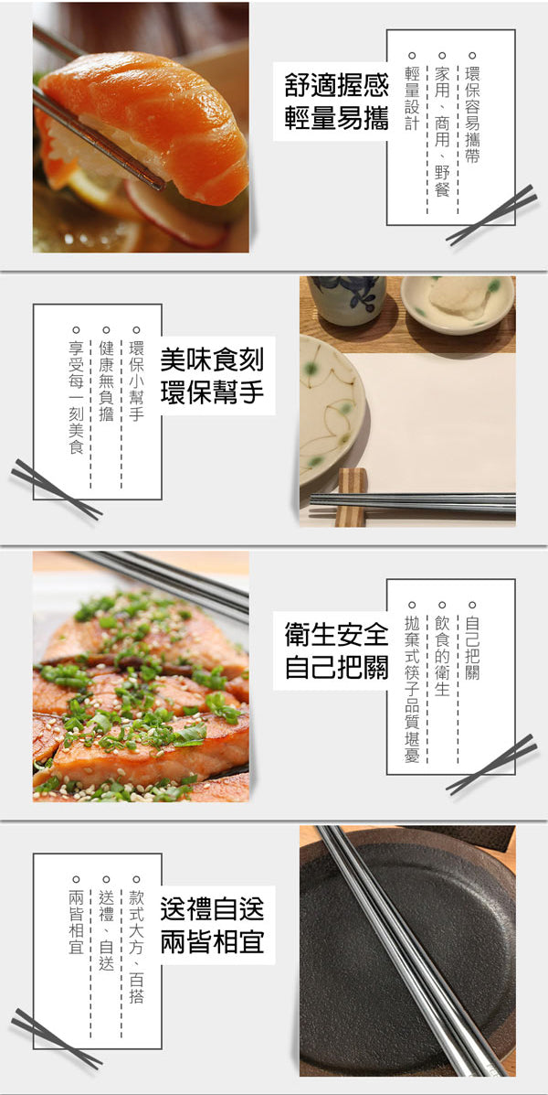 【PERFECT】316 Stainless Steel Chopsticks-21cm (5 Pairs)