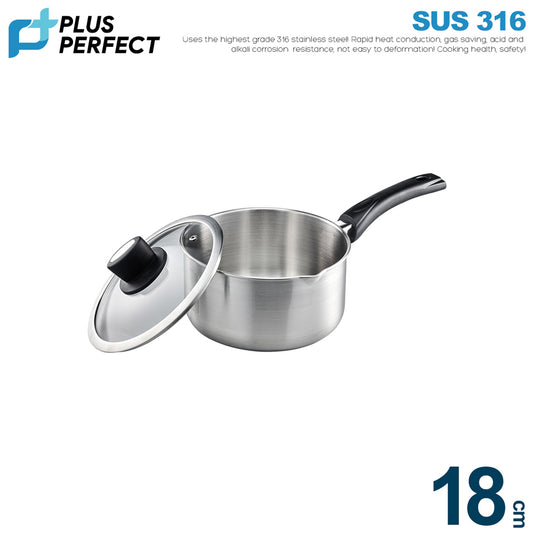 【PERFECT】316 Stainless Steel Cooking Pot 18cm (with lid)