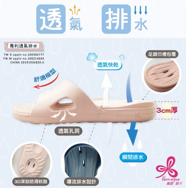 【Vero&Nique】 Airflow circulation slippers (Aqua)